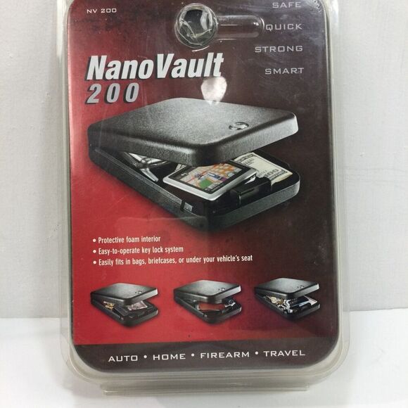 GunVault NanoVault NV100 Small Arms Safe Auto Home Travel W/ Key & Cable Blk NEW - Picture 2 of 6